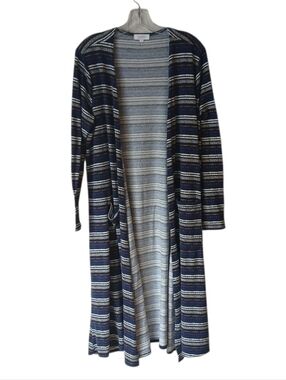 LuLaRoe Striped Long Sarah Duster Cardigan Size Large